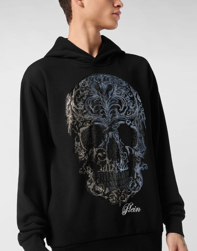 Fleece Hoodie Sweatshirt Degrade' Skull
