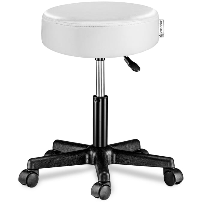 Casaria Verstelbare Draaikruk - 46/60cm Zithoogte – 1 Stuks Wit