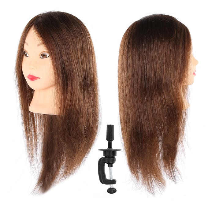 Haar Mannequin Hoofd Kapper Trainingshoofd Cosmetologie Mannequin Hoofd met Beugel brown