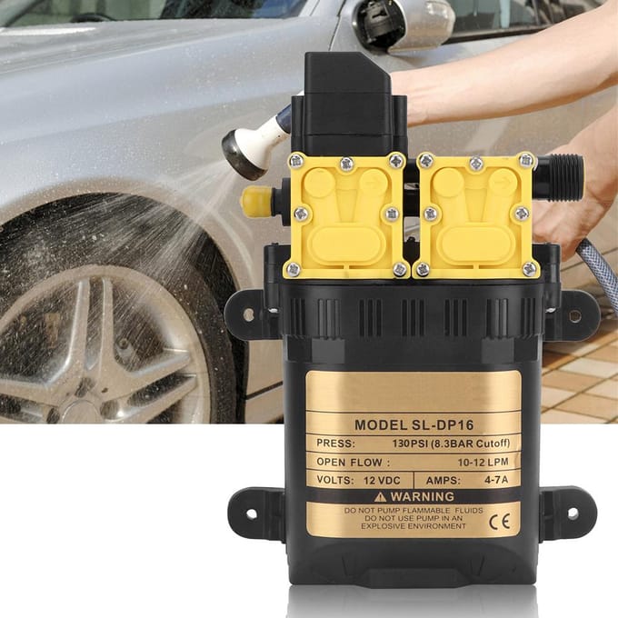 12V Hogedruk Dubbelkoppige Membraan Waterpomp Elektrische Waterspuitpomp