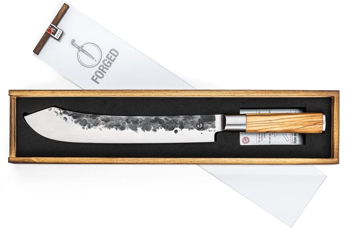 Forged Olive Slagersmes 25.5cm - Olijfhout - In Houten Giftbox