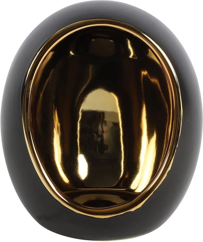 Theelichthouder zwart Sep L - waxinelichthouder goud modern L12B13,5H16CM