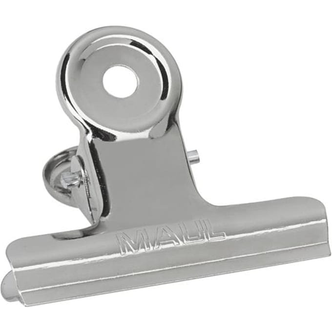 Papierklem MAUL Bulldog 50mm capaciteit 20mm zilver 10 stuks
