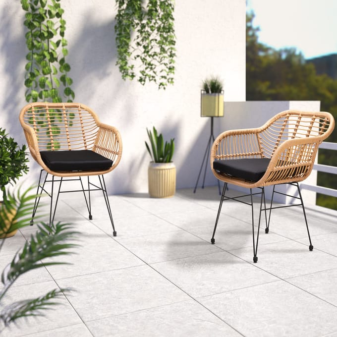 Casaria Tuinstoel Bali - Set van 2 met Kussens - Polyrotan