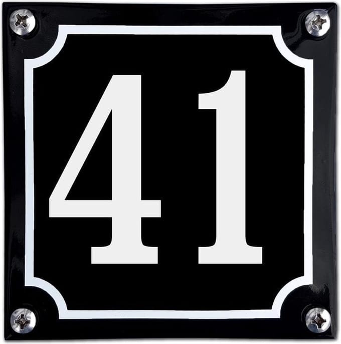 Zwart emaille huisnummer  - 41