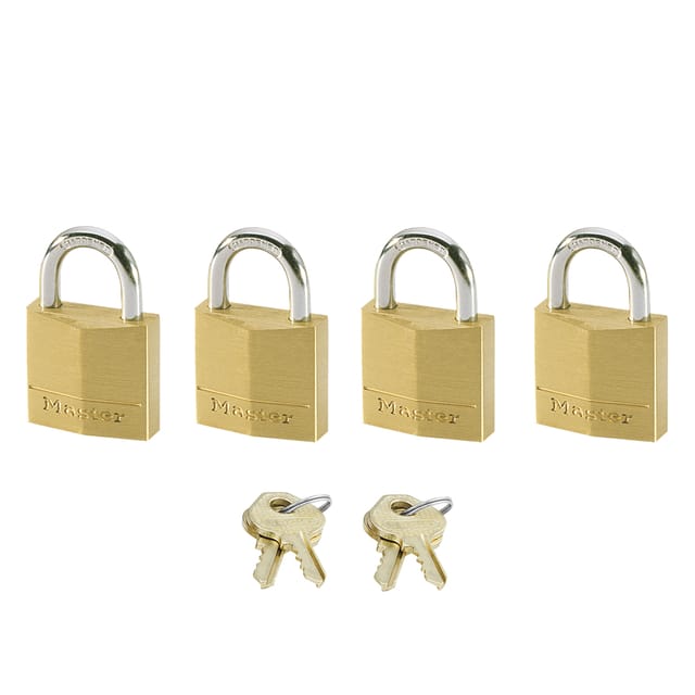 MasterLock Hangslot 20 mm massief koper beugellengte 11 mm - 4 stuks