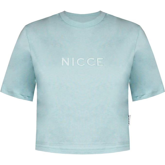 Niccee Womens Aqua Blue Cropped T-shirt