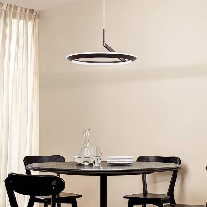 Lucande LED hanglamp Eldra, koffiebruin, Ø 55 cm, CCT