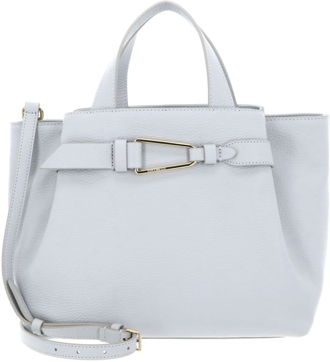 COCCINELLE Leren schoudertas Malory Handbag Grained Leather Snow Lichtblauw
