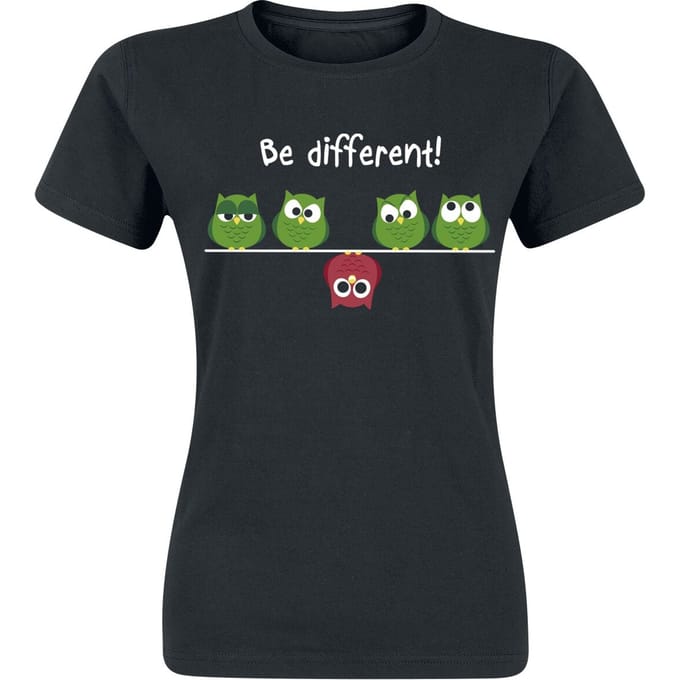 Be Different! - Fun T-shirt - XS tot 3XL - voor Vrouwen - zwart