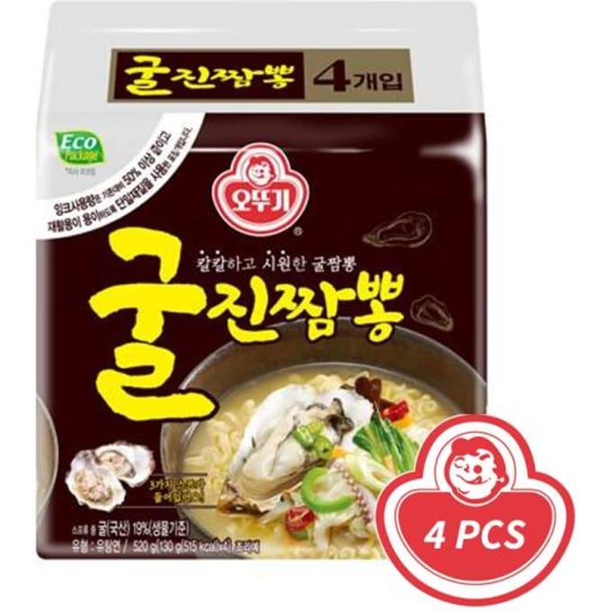 Ottogi Ramen aux fruits de mer épicés aux huîtres 130g x 4 (2 possibilités) 8PCS