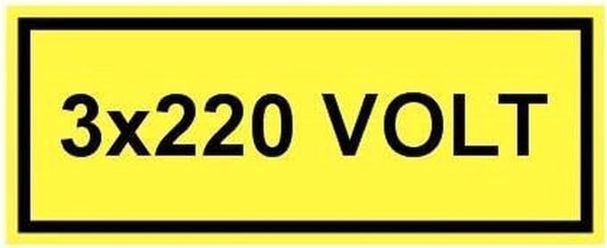 3 x 220 volt sticker 250 x 100 mm
