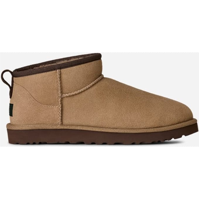UGG® Classic Ultra Mini Boot in Mustard Seed/Molasses, Size 6, Shearling/Polyester/Wool