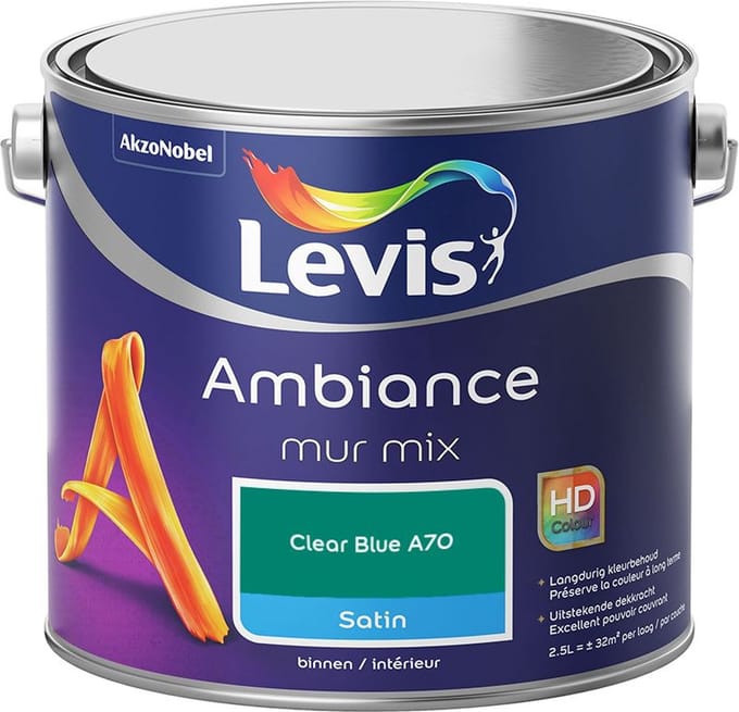 Levis - Ambiance Mur Satin Mix - Clear Blue A70 - Mengverf - 2,5 L