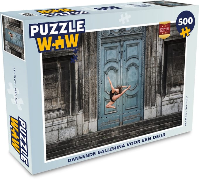 Puzzel Dansende ballerina voor een deur - Legpuzzel - Puzzel 500 stukjes