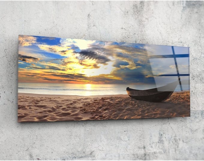 Panorama Glasschilderij - Strand - Landschappen - 92 x 36 cm
