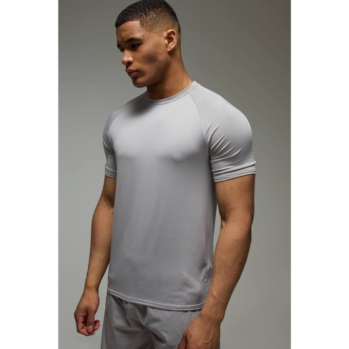 Heren Actieve Lichtgewicht Essentials Gym Regular Fit Raglan T-shirt | Grey | Size 2XL