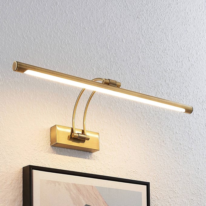 Lucande LED schilderij verlichting Dimitrij, gebogen, messing, metaal