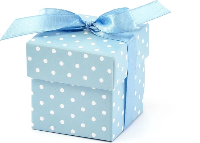 Partydeco - Bedank doosje stippen/polkadots blauw (10st)