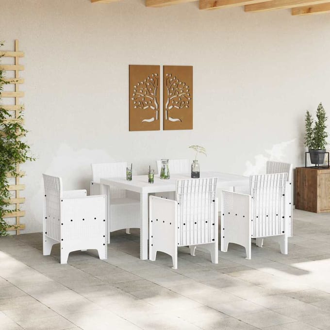 vidaXL Tuinstafel Wit 150 x 100 x 73 cm poly rattan