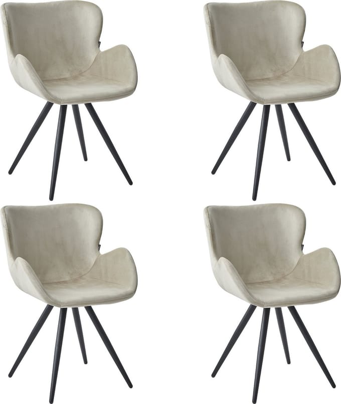 Colenis® - Anabella Eetkamerstoel - Set Van 4 - Beige - Velvet - Industrieel - Met armleuning
