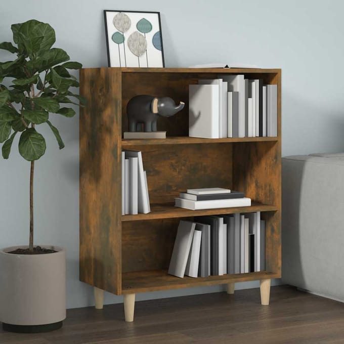 vidaXL - Dressoir - 69,5x32,5x90 - cm - bewerkt - hout - gerookt - eikenkleurig