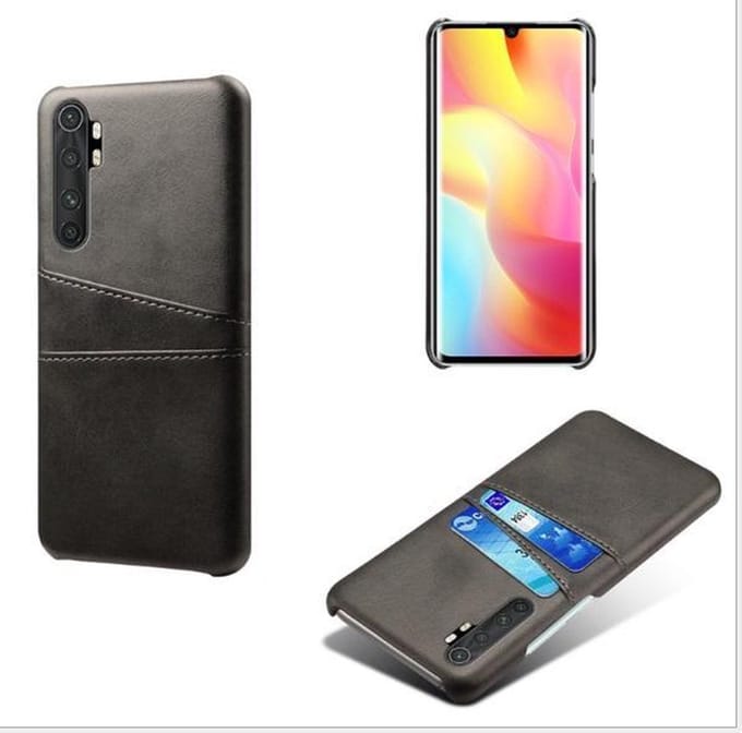 Back Cover met Opbergvakjes + Gehard Glas Screenprotector voor Xiaomi Mi Note 10 Lite_ Zwart