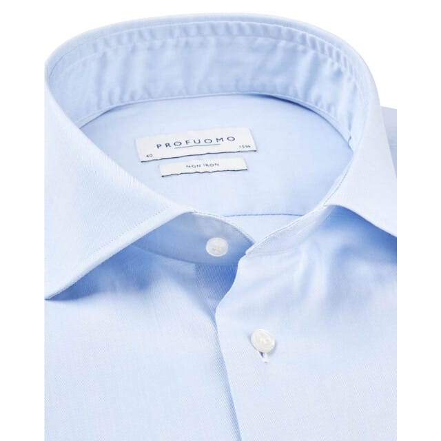Profuomo slim fit heren overhemd - twill - lichtblauw