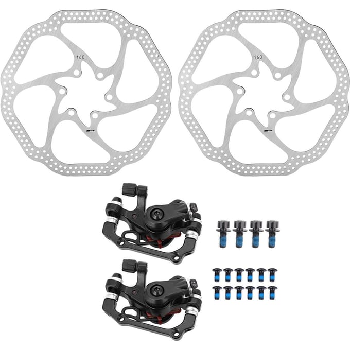 Mountainbike Mechanische Schijfrem Fietsen Fiets Voor Achter Set met 160mm Rotoren white