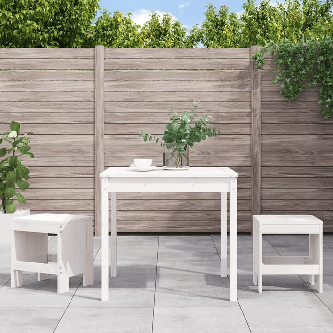 vidaXL - 3-delige - Bistroset - massief - grenenhout - wit