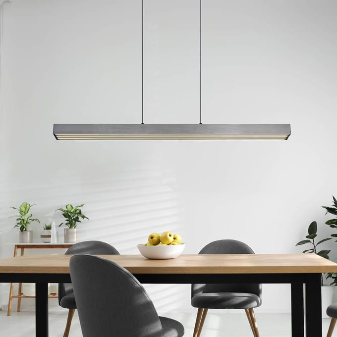Globo LED hanglamp Ethan, grijs, metaal, 150 cm, uitschuifbaar
