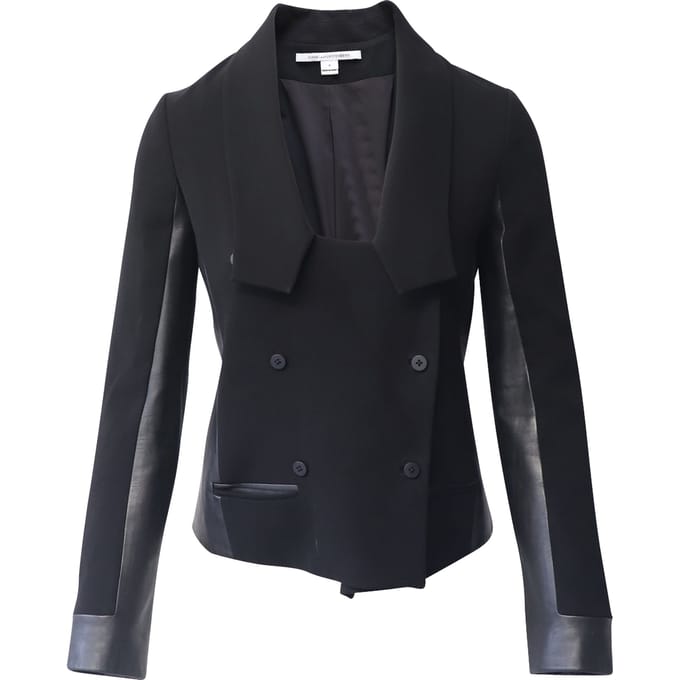 Diane Von Furstenberg Cropped Blazer in Zwart Triacetaat