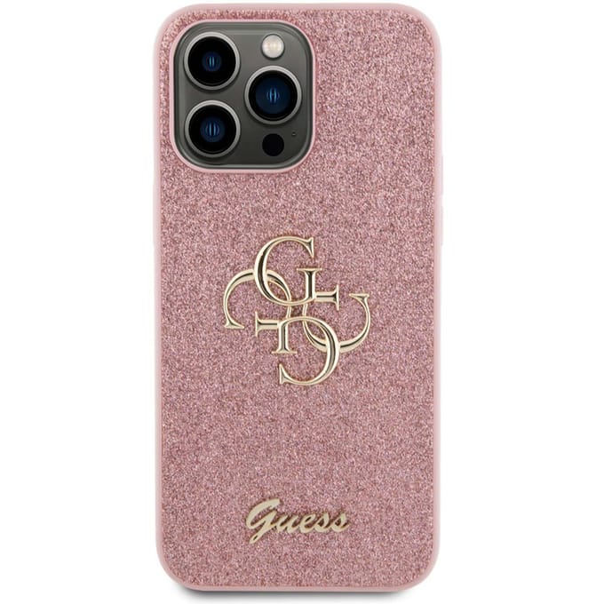 Guess 4G Logo Glitter Back Case - Geschikt voor Apple iPhone 15 Pro Max (6.7") - Roze