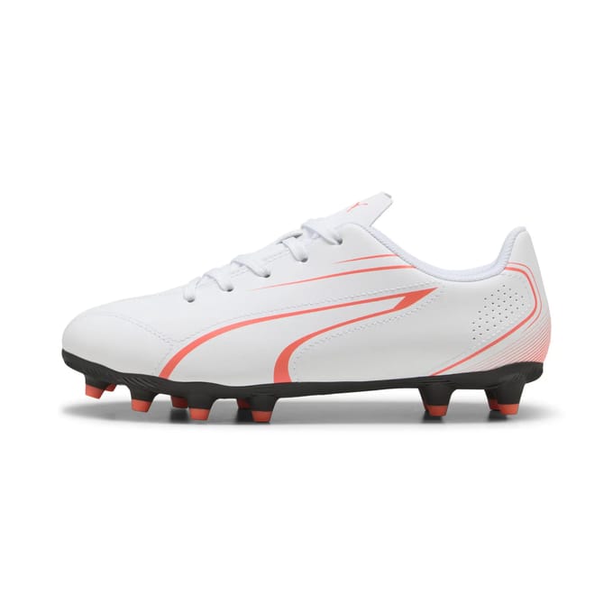 Puma Vitoria junior voetbalschoenen FG/AG wit rood kunstgras.