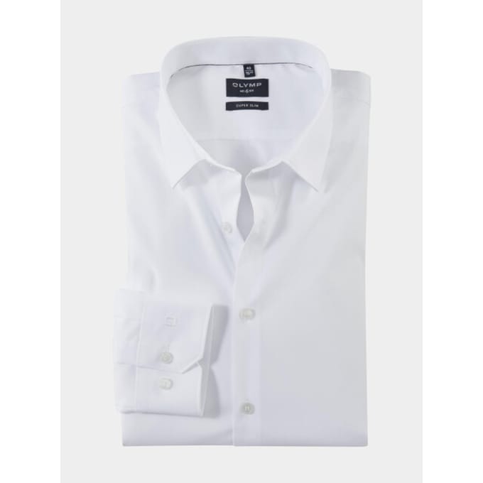 OLYMP No. Six super slim fit overhemd - mouwlengte 7 - wit - Strijkvriendelijk - Boordmaat: 39