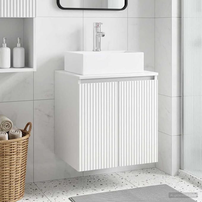 vidaXL - Wandgemonteerd - badkamerwastafelmeubel - Wit - 49,5 - x - 41 - x - 79,5 - cm