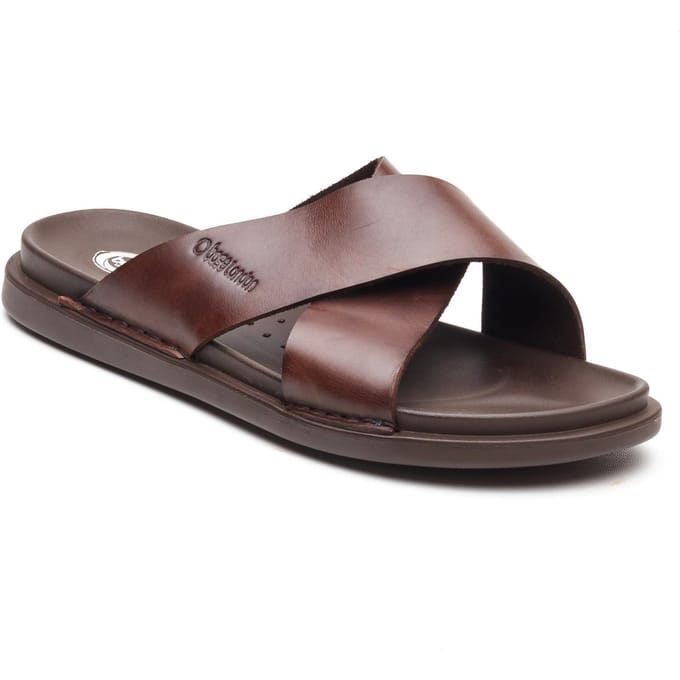 Base London Drift Leren Heren Bruine Sandalen