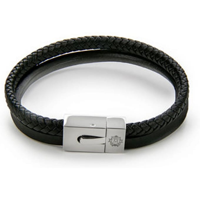 Monomen Men's Genuine Nappa Leather Bracelet MM10822SB