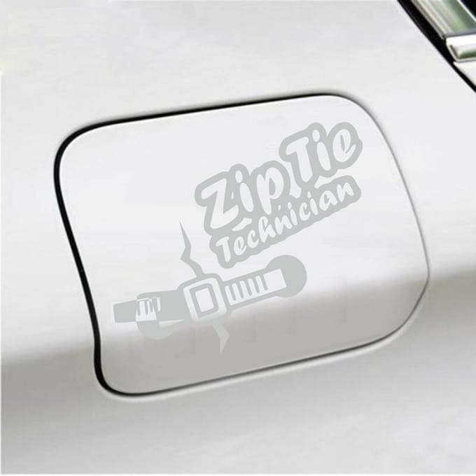 Bumpersticker - Zip Tie Technician - 11,2 X 14,8 - Licht Grijs