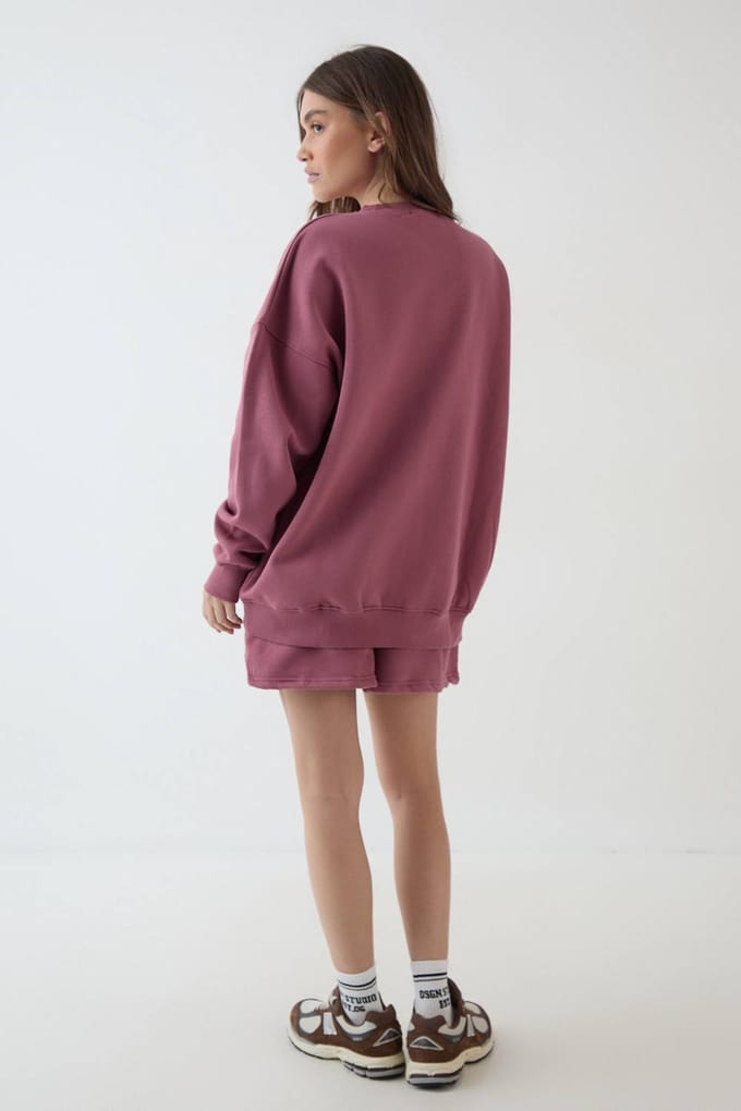 Dames Dsgn Studio Collegiate Applicatie Oversized Sweatshirt | Rose | Maat: 3XL