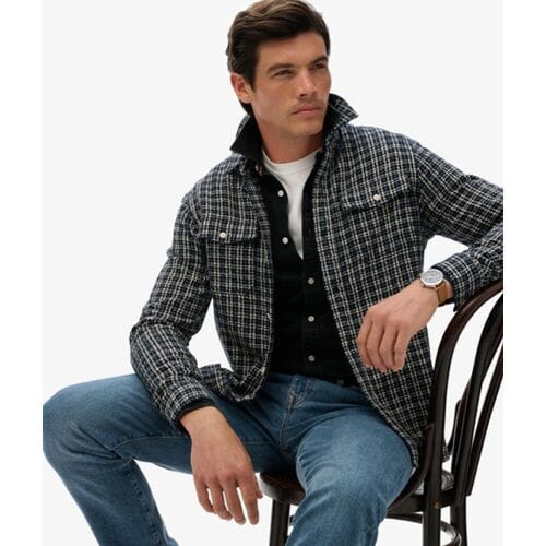 Superdry The Merchant Store - Getextureerd Werkoverhemd Dark Blue Grootte: Xxl