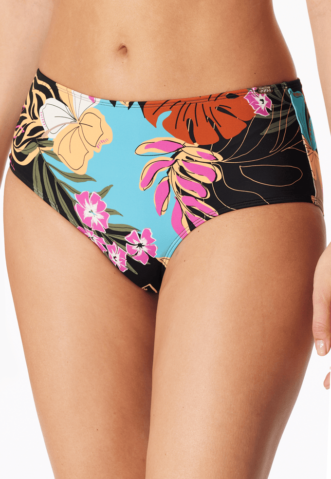 Bikinibroekje met bloemenmotief, multicolor - aquablauw 46