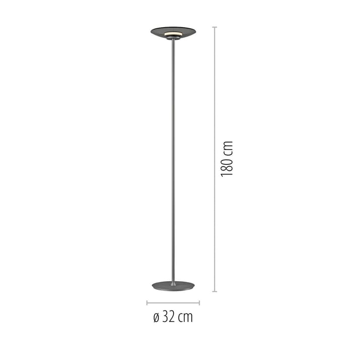 LED vloerlamp PURE Moon, platina, rookglas, 180 cm