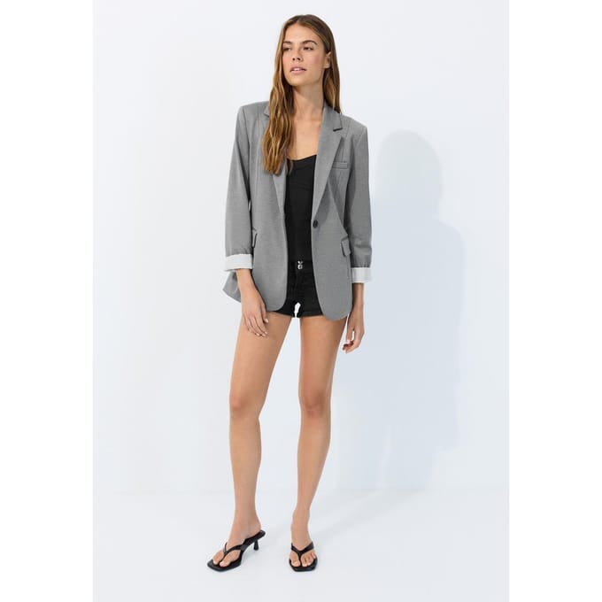 Stradivarius Basic gebreide blazer  Donkergrijs M
