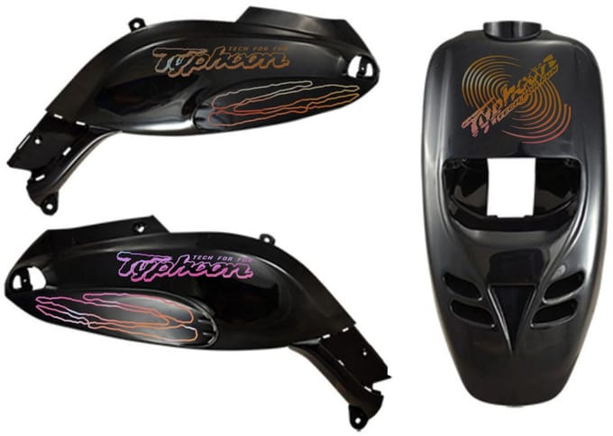 Piaggio Typhoon Stickerset - Cyclone - Geel/Paars Cameleon