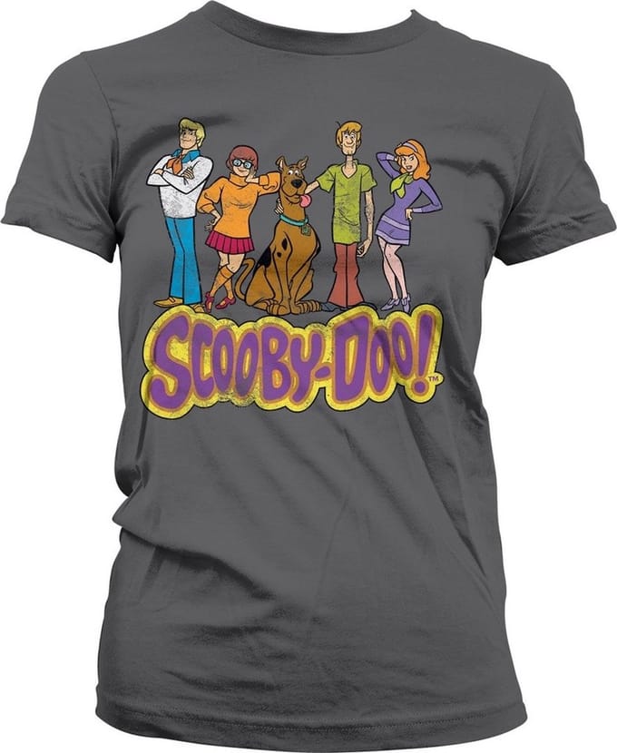 Team- Scooby Doo -T-shirt in distressed-stijl voor dames, donkergrijs