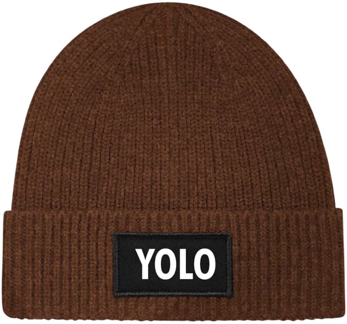 Yolo wintermuts Walnut rib gebreid | wit - soBAD. | Unisex | Skimuts | Muts | Kou | met grappige tekst | Winter | Beanie