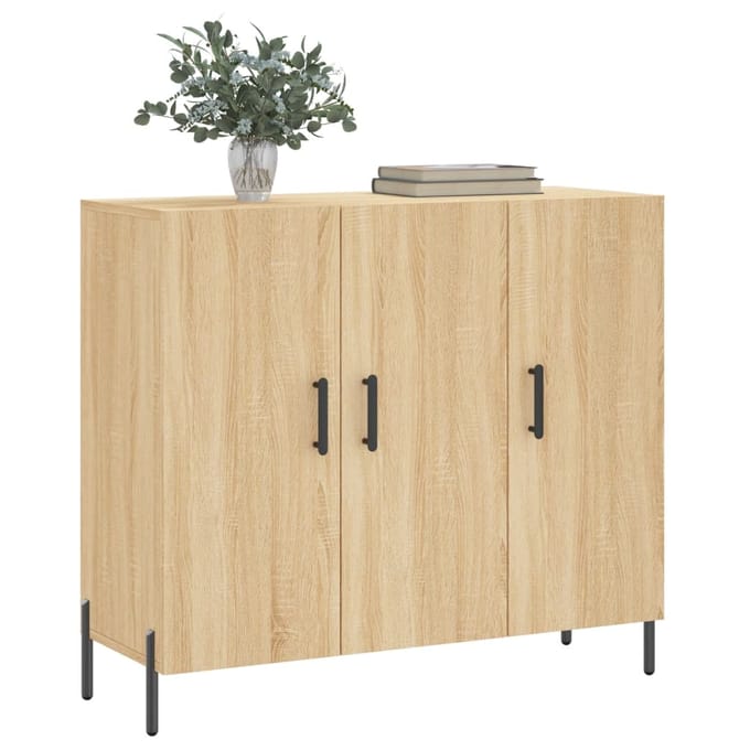 vidaXL - Dressoir - 90x34x80 - cm - bewerkt - hout - sonoma - eikenkleurig