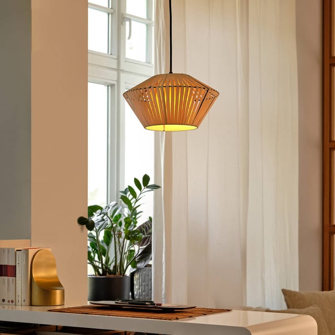 OSRAM DECOR Stripes Hanglamp E27 Beige 305mm, Hanglamp gemaakt van staal en polyester met streepontwerp
