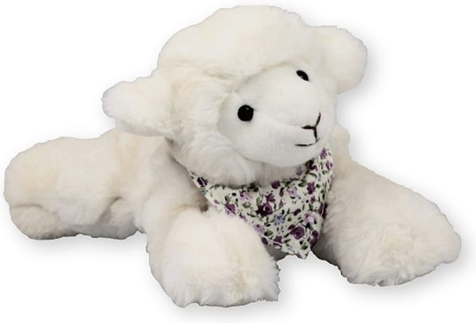 Inware pluche lammetje/schaap knuffeldier - wit - liggend - 22 cm - Dieren knuffels - schapen
